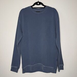 Goodlife Steel Blue Crewneck Long Sleeve Cotton Distressed Wash Top NWT Size L
